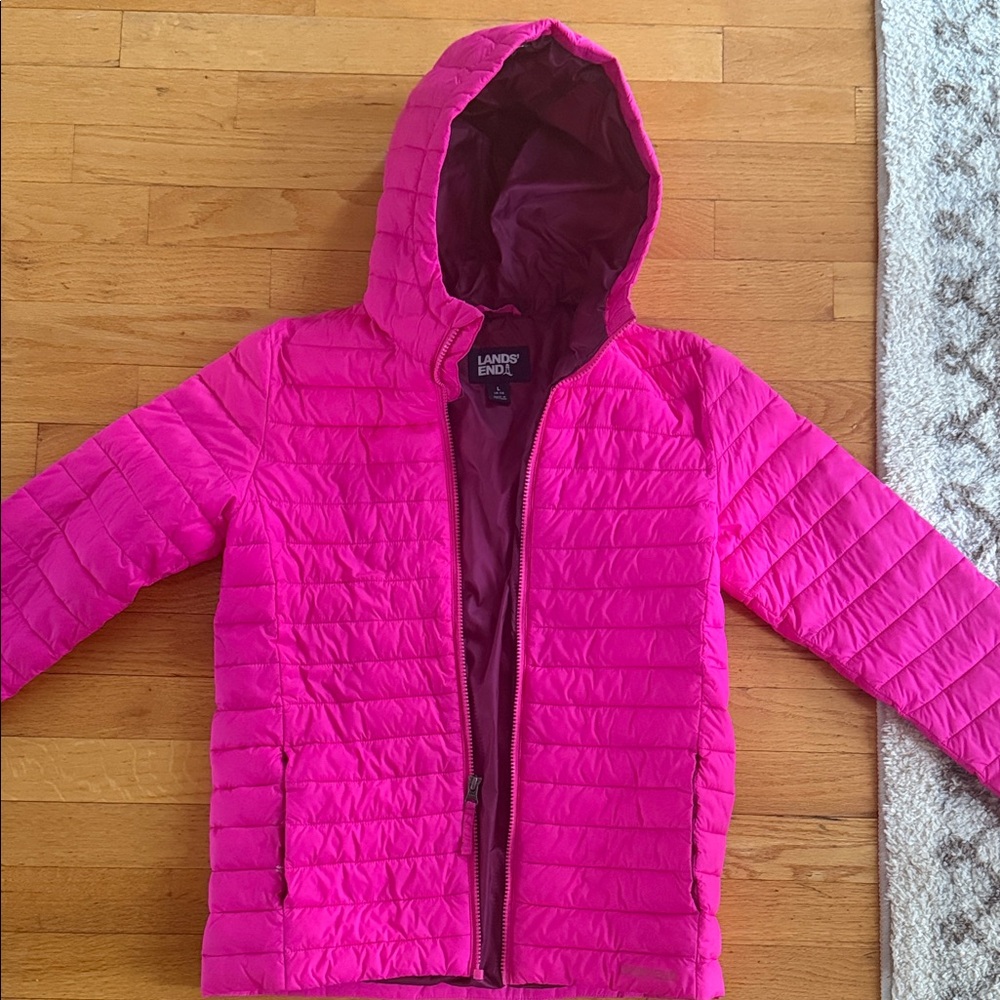 Lands' End Kids Fuchsia Puffer Coat